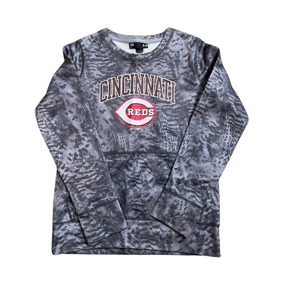 Under Armour Cincinnati Reds gray Camo all over print youth M long sleeve shirt - Picture 1 of 8